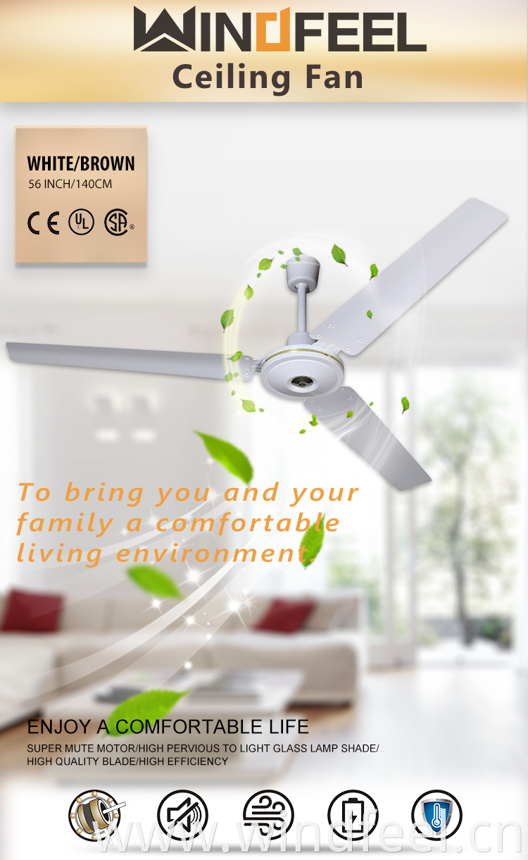 Home Appliance Decorative Cooling Air 56 Inch Ceiling Fan 48 Inch Electric Fan with 100% Copper Motor Pure Aluminum Motor Fans